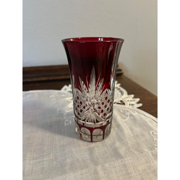 Vintage Ruby Red Cut to Clear Glass - Picture 1 of 5